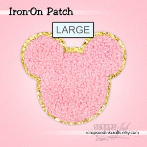 LARGE PINK MOUSE Embroidered/Chenille Iron-On Patch for Crafts, Clothing, Bags & Home Décor- 70180