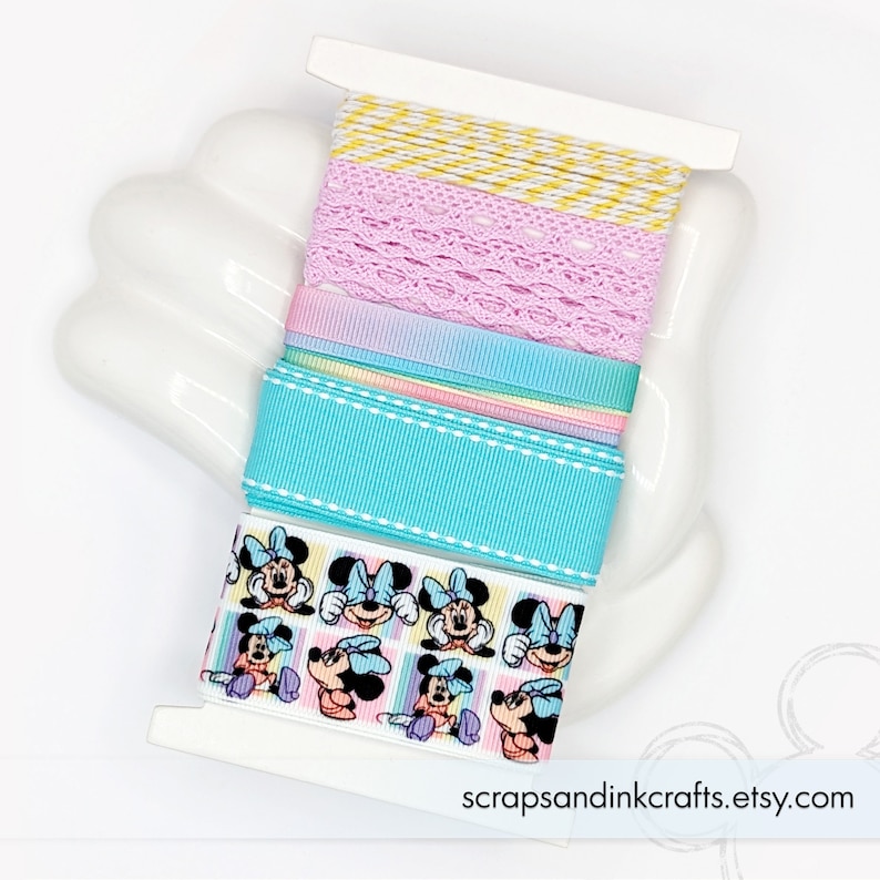 MINNIE 2 Set of 5 Coordinating Ribbons & Trim for Disney-inspired ...