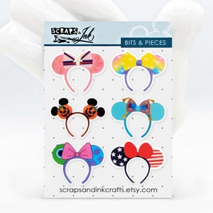 HOOFDBAND OREN #3 Set van 6 bedrukte acrylversieringen (vlakhars) voor knutselen, accessoires, cadeaus en huisdecoratie met Disney-thema- 41107