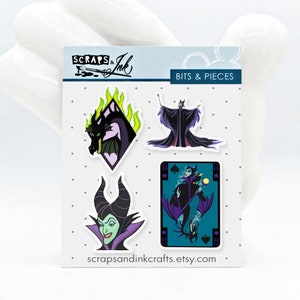 MALEFICENT # 2 Set mit 4 Acrylverzierungen für Disney-Themen Basteln, Scrapbooks, Karten, Haarschmuck, Geschenke / Wohnkultur - 41151