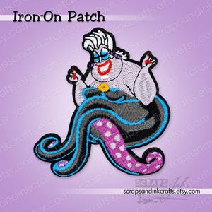 URSULA From The Little Mermaid Embroidered Iron-On Patch for Crafts, Hats, Clothing, Backpacks, Jackets, Bags, Gifts & Home Décor- 70411