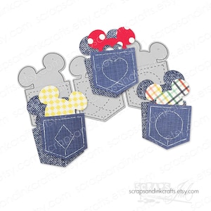MOUSE POCKETS Set of 3 Metal Cutting Dies for Papercrafts, Scrapbooks, Cards, Gifts, Tags, Planners, DiY Party & Home Décor- 20602