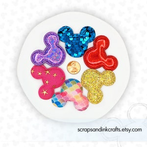 CAROUSEL Padded Mouse Applique Set for Crafts, Hair Accessories, Scrapbooks, Cards, Planners, Gifts, Party & Home Décor