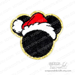 SANTA MOUSE Embroidered/Chenille Iron-On Patch for Crafts, Clothing, Bags & Home Décor- 70194