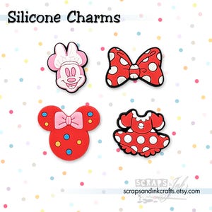 SVENDITA*** MINNIE BITS Set di 4 ciondoli in silicone con retro piatto - 40704