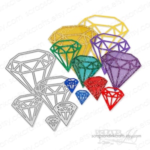 Juego de 5 troqueles de corte de metal FACETED JEWELS para manualidades de papel, álbumes de recortes, tarjetas, diarios, regalos, fiestas y decoración del hogar - 20624