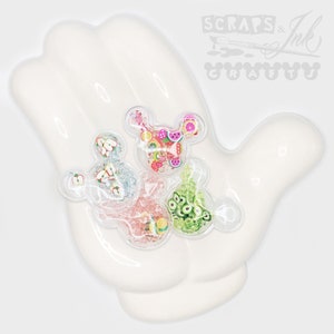 MOUSE SHAKERS * Tropisches Set * - Sprinkle-gefüllte klare Vinyl-Verzierungen für Disney-DIY-Bastelarbeiten, Karten, Bögen, Zubehör- 40403