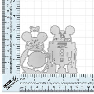 DROID COUPLE Conjunto de 2 matrizes de corte de metal para Star/Space Wars Papercrafts, Scrapbooks, presentes, cartões, festa DIY e decoração para casa - 20422