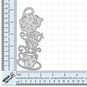 TIME FOR TEA Alice im Wunderland Metall-Stanzform für Papierbasteln, Scrapbooks, Karten, Tags, Geschenke, Planer, Party & Dekoration - 20621