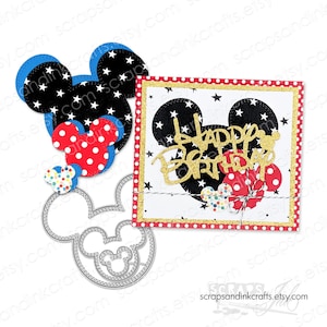 STITCHED MOUSE Set di 3 fustelle in metallo per lavori di carta, album di ritagli, biglietti, regali, etichette, agende, fai da te per feste e decorazioni per la casa - 20314