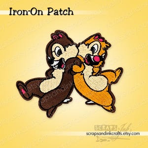 CHIP & DALE #2 Iron On Embroidered Patches for Crafts, Clothing, Hats, Bags and Home Décor- 70234
