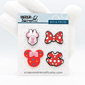 MINNIE PARTS- Set of 4 FLATBACK Silicone Charms for Crafts/Accessories- 40704
