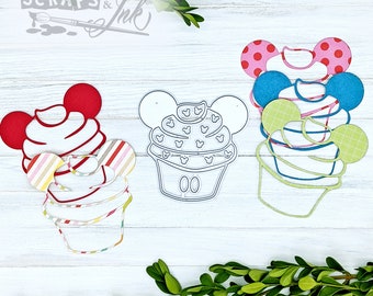 MOUSE CUPCAKE- Metal Cutting Die for Disney-Themed Papercrafts, Cards, Scrapbooks, Gifts, Journals, Party & Home Décor- 21002