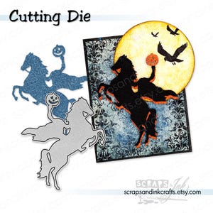Troquel de corte metálico "JINETE SIN CABEZA" para Halloween/Villanos: manualidades de papel, álbumes de recortes, tarjetas, regalos, fiestas y decoración del hogar - 21039