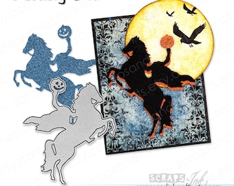 Troquel de corte metálico "JINETE SIN CABEZA" para Halloween/Villanos: manualidades de papel, álbumes de recortes, tarjetas, regalos, fiestas y decoración del hogar - 21039
