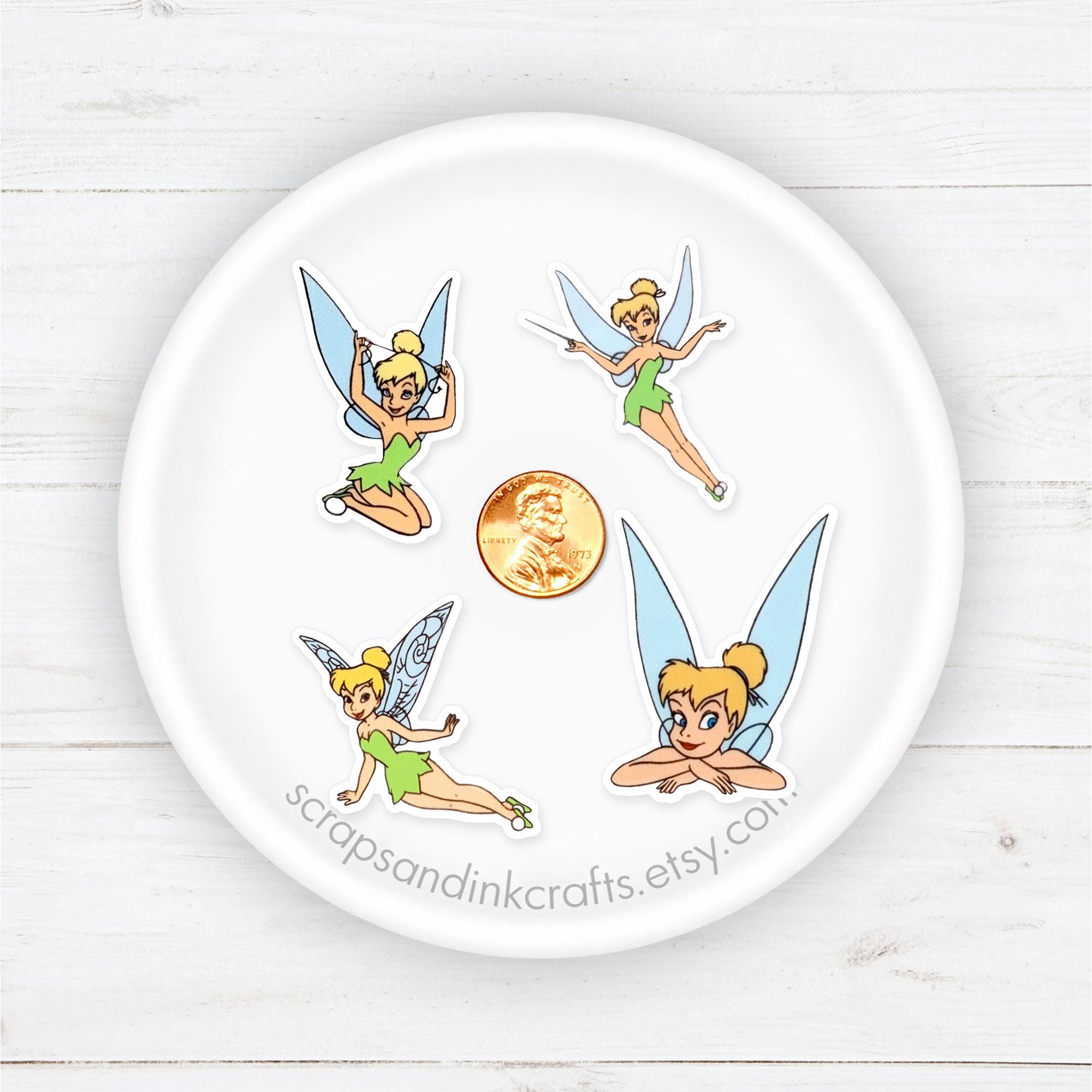 TINKERBELL #1 Set of 4 Acrylic Embellishments for Disney-themed