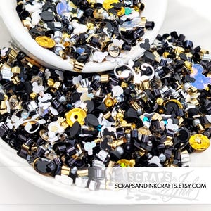 Polvo de hadas de corbata negra para tarjetas de graduación, bodas y Año Nuevo, resina, joyería, decoración de uñas, fiestas y decoración del hogar - 30171