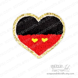 MOUSE HEART Embroidered/Chenille Iron-On Patch for DIY Crafts, Clothing, Bags & Home Décor- 70109