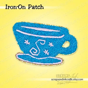 BLUE TEACUP Embroidered/Chenille Iron-On Patch for DIY Crafts, Clothing, Bags & Home Décor- 70121