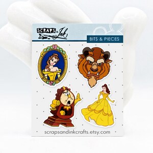 PRINCESS BELLE #2 Set di 4 abbellimenti in acrilico stampato (resina planare) per artigianato, cartoline, accessori, regali e decorazioni a tema Disney - 41115