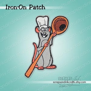 KOCK REMY / RATATOUILLE Broderad stryklapp för hantverk, hattar, kläder, ryggsäckar, jackor, väskor, presenter och heminredning - 70236