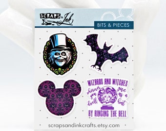 MANSIÓN ENCANTADA N.° 1 - Juego de 4 adornos acrílicos para manualidades, álbumes de recortes, tarjetas, accesorios para el cabello, regalos y decoración del hogar con temática de Disney - 40823
