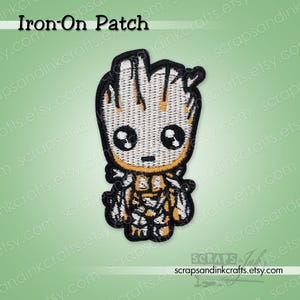 Aplique termocolante bordado do Baby Groot / Guardiões da Galáxia para artesanato/roupas, mochilas, jaquetas, chapéus, decoração - 70302