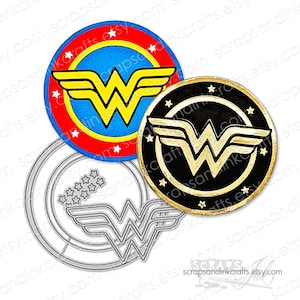 WONDER WOMAN Set di 6 fustelle in metallo per lavori di carta, biglietti, album di ritagli, etichette, regali, agende, fai da te per feste e decorazioni per la casa - 20428
