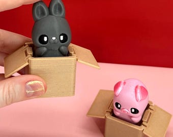 Bunny and Piggy Pop-Up Clicker Toy | 3D Printed Fidget Box for Kids & Adults