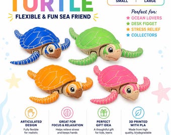 Articulated Turtle | Flexi Turtle Figurine | Sea Turtle Decor | Desk Fidget | Ocean Lover Gift