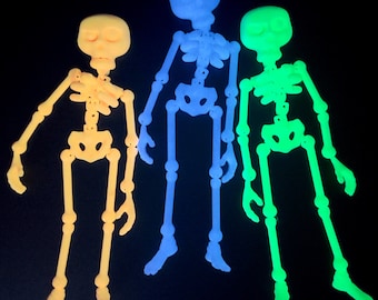 Glow in the Dark Skeletons: 3D Printed Halloween Decor - Set of 3