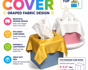 Tissue Box Cover - Removable Top| Minimalist/Maximalist Room Decor | Drapped Fabric Design
