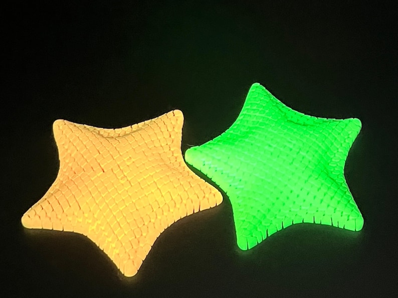 Articulated Starfish - Flexible Sensory Fidget - Relaxation Gift - 5 Inch Sensory Gift GlowInTheDark Yellow
