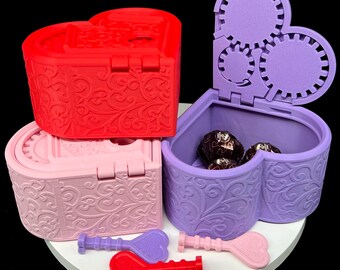 Valentine's Day Special Gift Box: Heart Shaped with Lock and Key - 3D Printed Gift Box, Reusable Gift Card and Candy Holder, Proposal Box