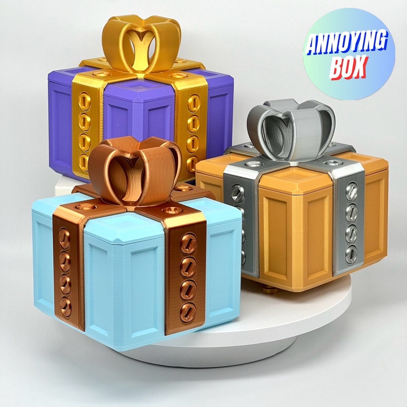 Annoying 3D Printed Puzzle Gift Box - Screw Together Box, Brain Teaser Container For Small Gifts, Gag Present Idea-520630