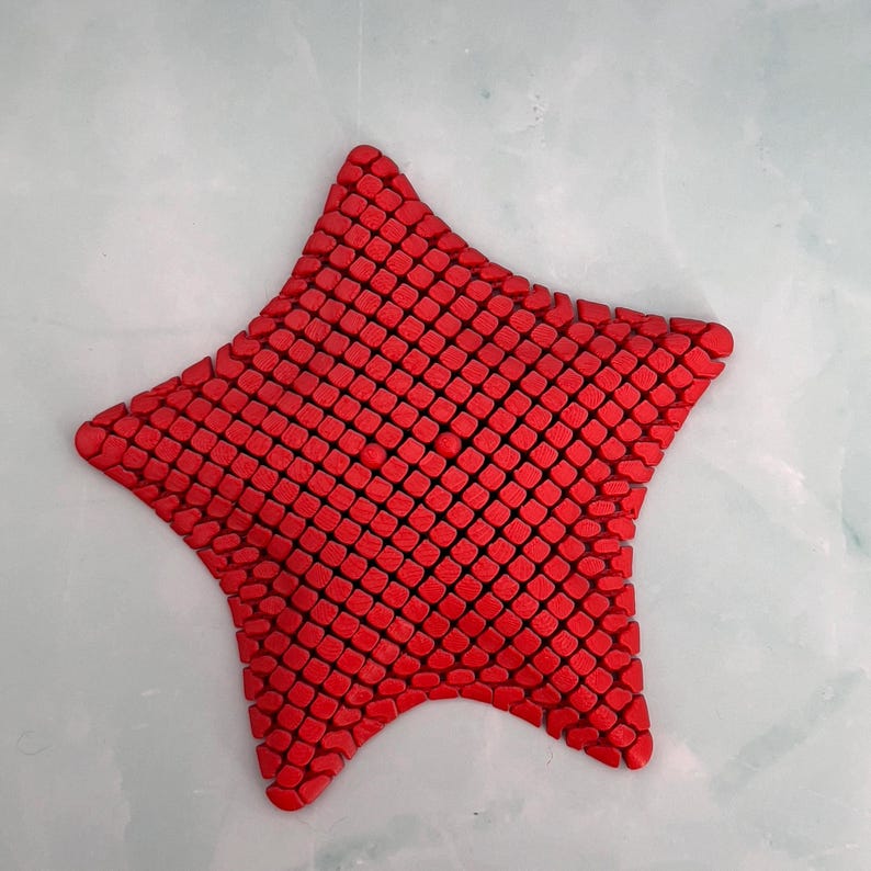 Articulated Starfish - Flexible Sensory Fidget - Relaxation Gift - 5 Inch Sensory Gift Red