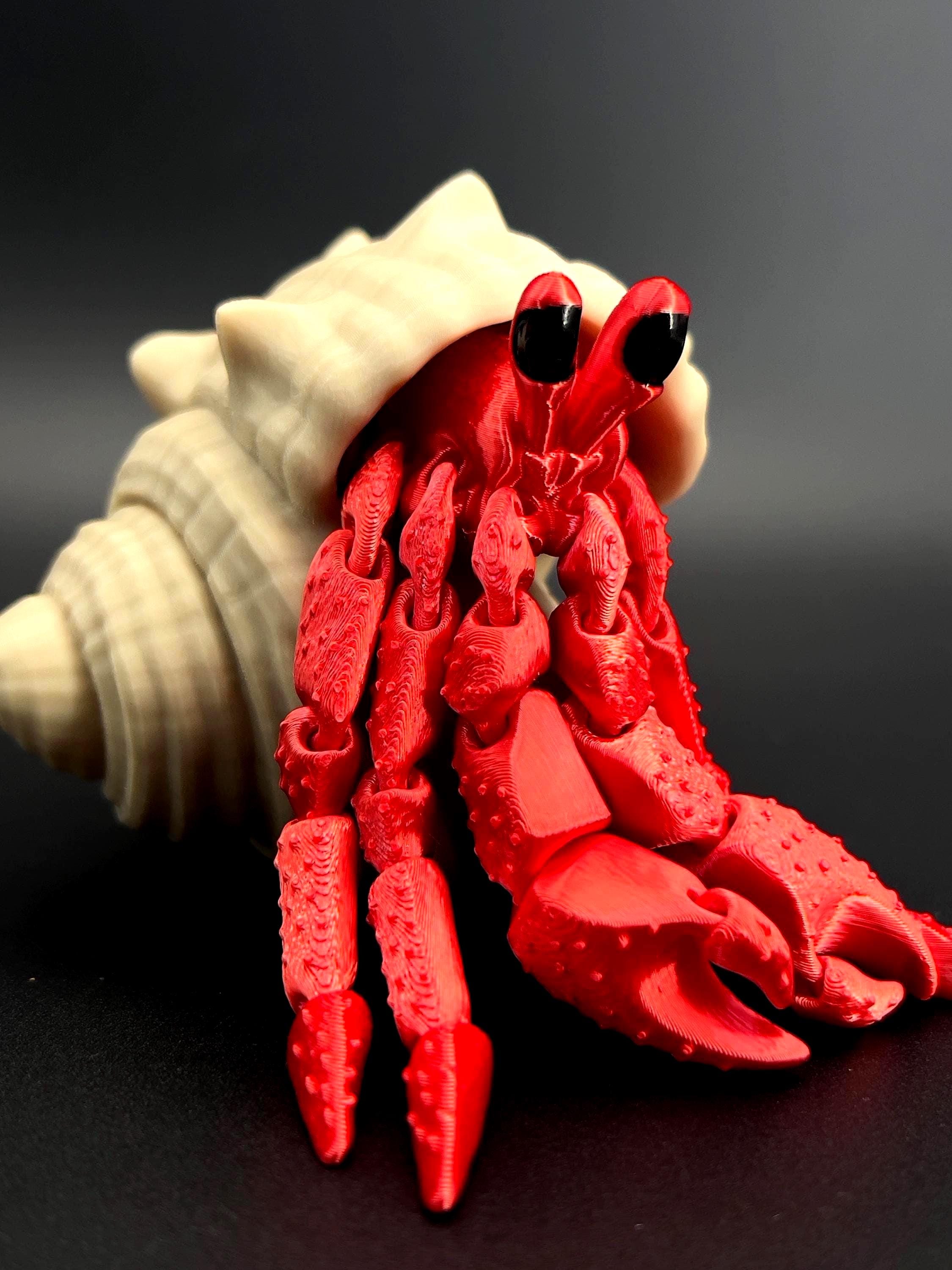 HERMIT SHELL おもちゃ Articulated Hermit Crab, 8 Inch 3D Printed Crab, Movable Flexi