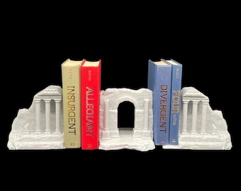 Ancient Roman Greek Bookends Set of 3 | Classical Library Decor | Marble Style Book Ends | Mythology Shelf Display 3D Printed