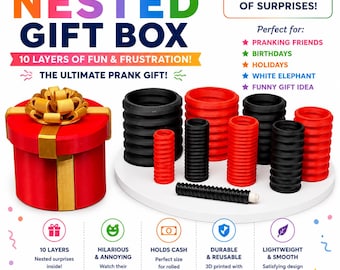 Annoying Nested Gift Box – 3D Printed Prank Box for Money (10 layers) - Cash Puzzle Gift