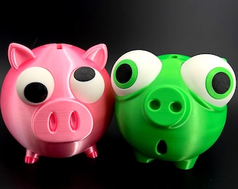 Funny Piggy Bank with Movable Eyes: 3D Printed PLA Coin Holder