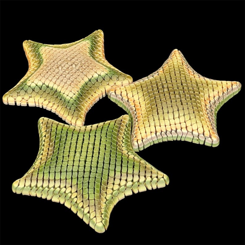 Articulated Starfish - Flexible Sensory Fidget - Relaxation Gift - 5 Inch Sensory Gift MilitaryGreenRainbow