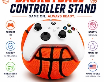 Basketball Controller Stand | 3D Printed Controller Holder | Gamer Desk Accessory | Sports-Themed Display Stand | Made in USA