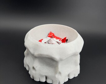 Halloween Skull Candy Bowl | Gothic 3D Printed Dish for Snacks or Decor | 6" x 4" Spooky Skull