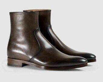 mens casual boots with zipper