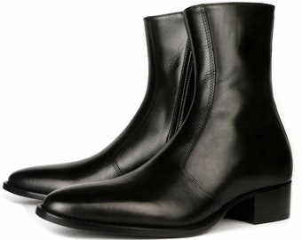 side zip dress boots mens