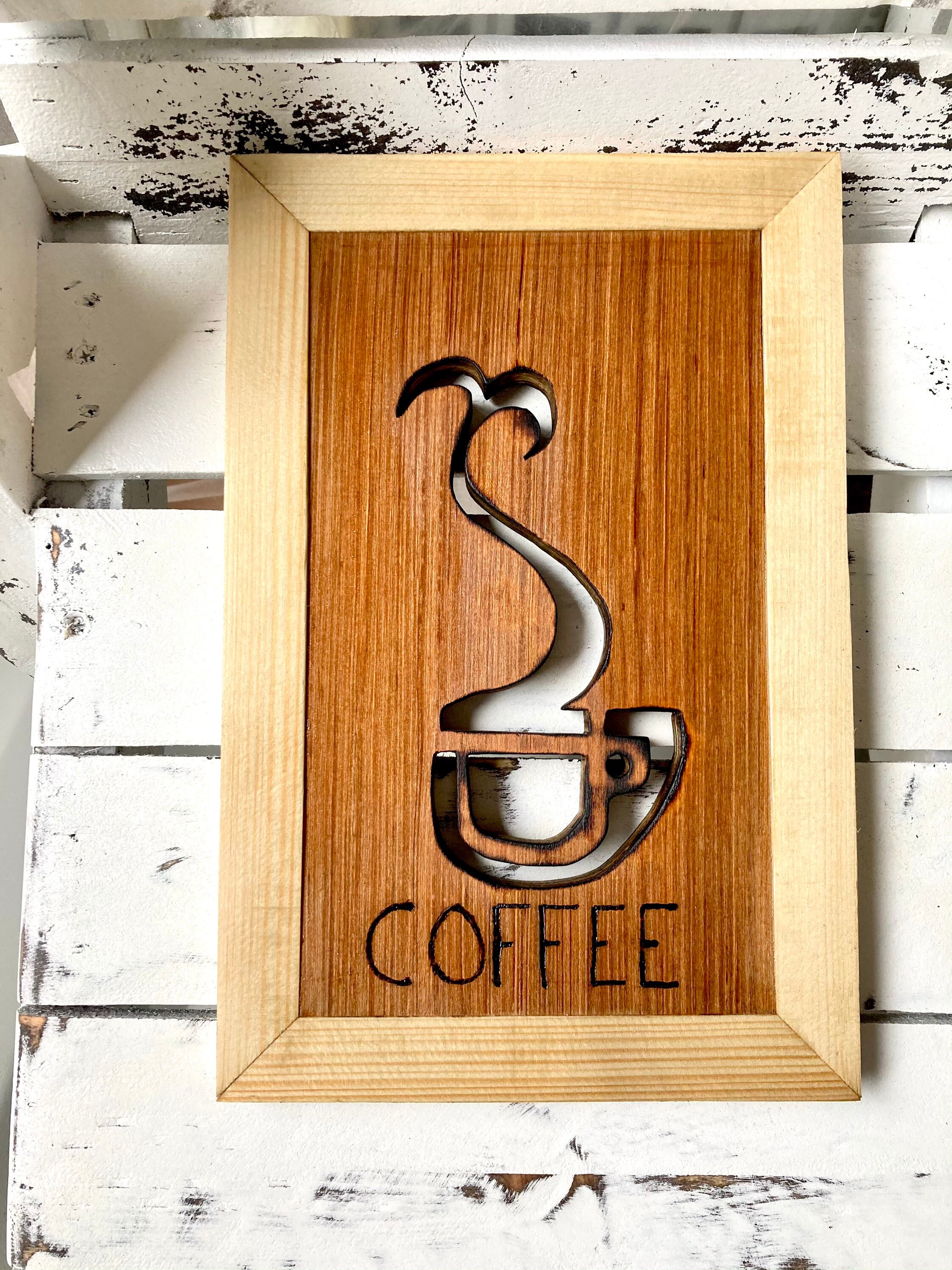 Coffee wall sign Wood handmade coffee sign Farmhouse kitchen Etsy