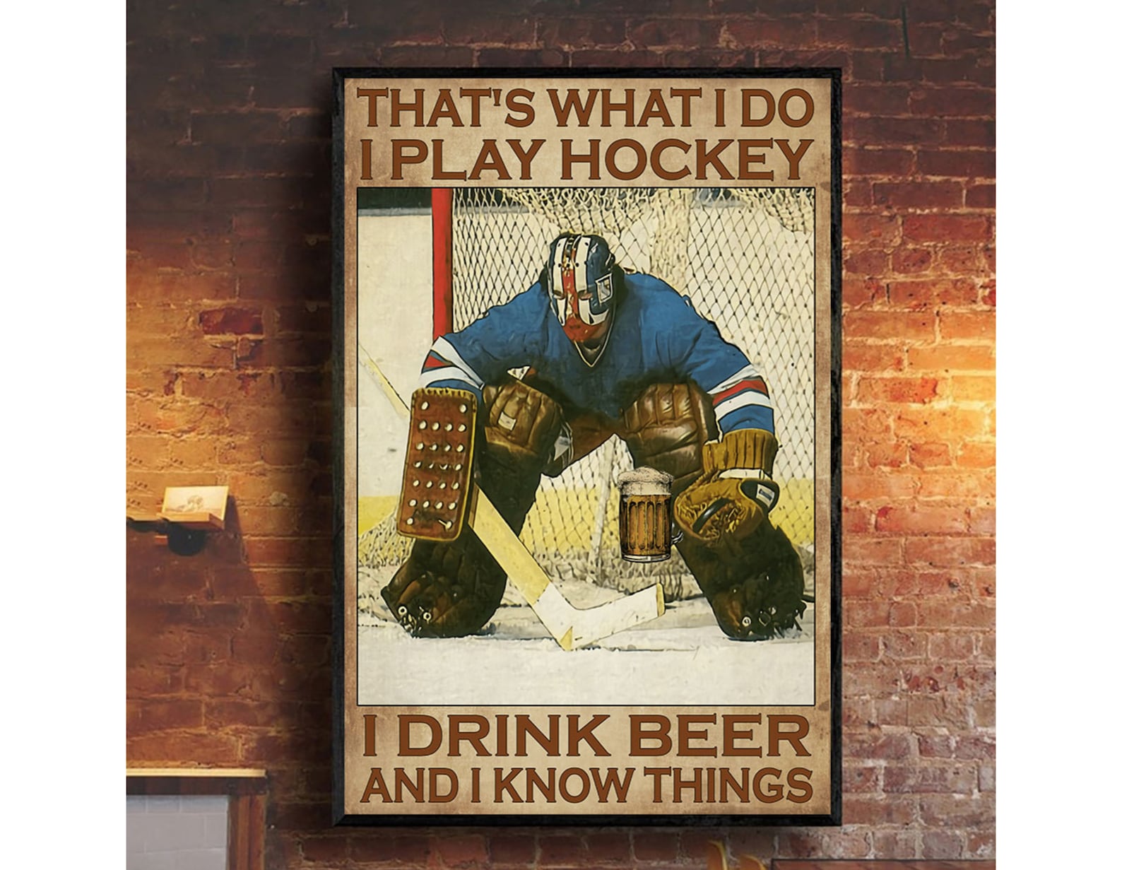 I Play Hockey I Drink Beer And I Know Things Hockey Poster Etsy