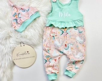 Baby Strampler Set mit Name | Strampler personalisiert Mädchen „Fairytale“ - Größe 44 - 92