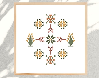 Tatreez Compass Cross Stitch Pattern | Tatreez Pattern | Hint of Tatreez | PDF Download