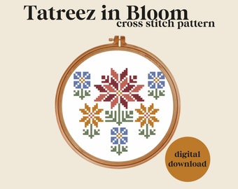Tatreez in Bloom Cross Stitch Pattern | Tatreez Pattern | Hint of Tatreez | PDF Download